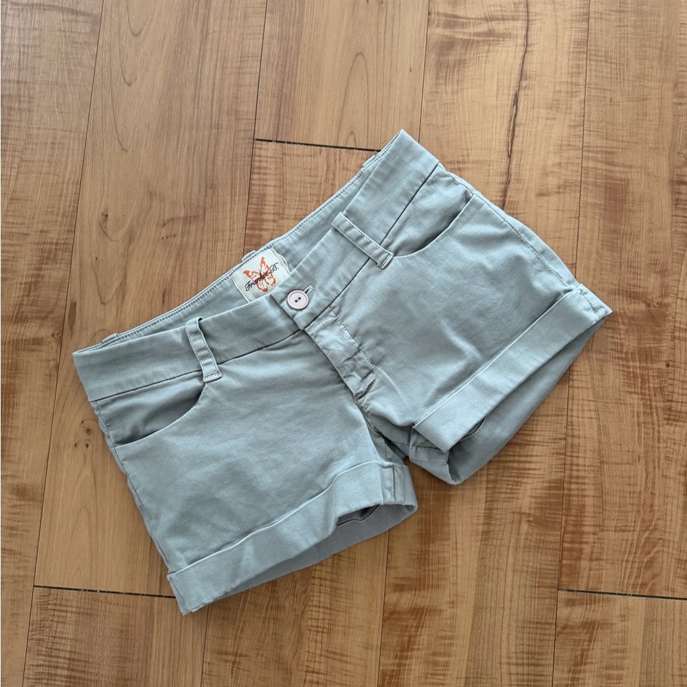 Frankie B. Khaki Low Rise Cuffed Shorts